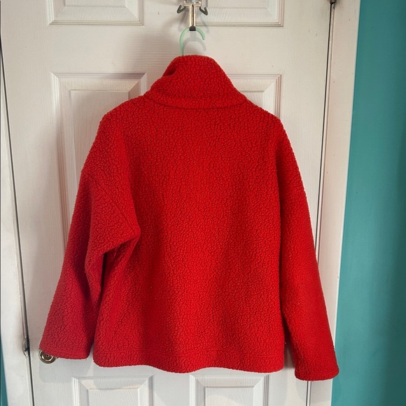 J. Crew Vibrant Red Fleece Pullover - Picture 3 of 3